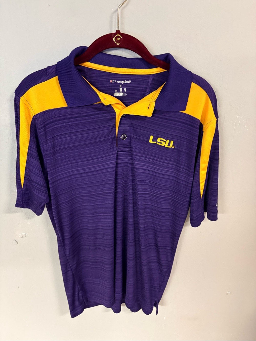 Mens Champion LSU Purple and Gold Polo Shirt